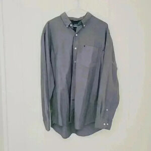 IZOD Saltwater Mens Long Sleeve Button Down Chambray Sz L